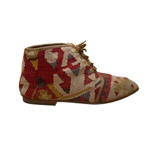 Akkijim Women’s Multicolor Ethnic Handmade Kilim Leather Ankle Boots Size 8